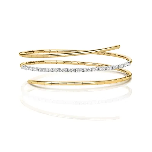 Diamond Twist Bangle 18ct Yellow Gold 0.66ct